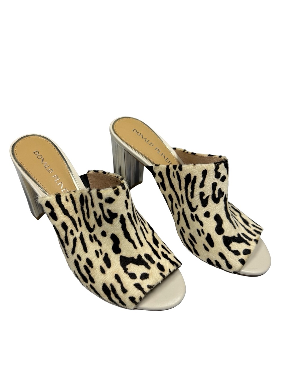 Donald Pliner Sukari Women 10 Leopard Haircalf Mules Sandal statement Block Heel